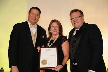 Left to right, Chris Gent FPRA President, Donna Tinoco, APR, evok Public Relatons and Social Media Director, Larry Meador, evok CEO.